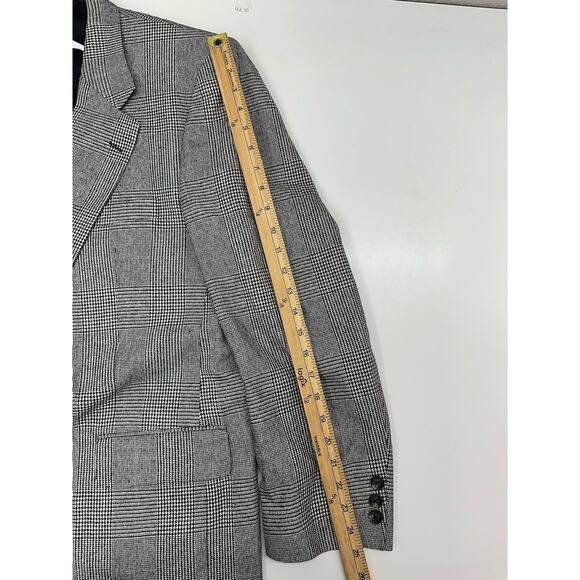 Burberry Saks Fifth Avenue Blazer Black White Plaid Houndstooth Pure Silk VTG - Picture 11 of 13
